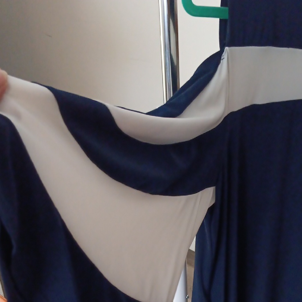 Nina Leonard Navy and White Long Sleeve Dress - Picture 3 of 4